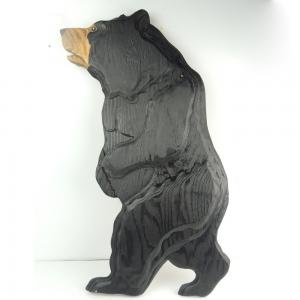China Home Wall Decoration Carved Wooden Bear Statues , Wooden Garden Statues on sale