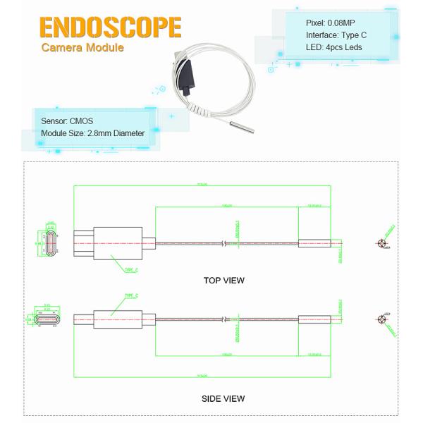 0.08MP 2.8mm Endoscope Inspection Camera Module Type C Interface