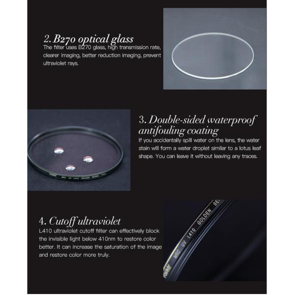 Gold Line HD Double Sided Multi Layer Coating Camera Lens UV Filter