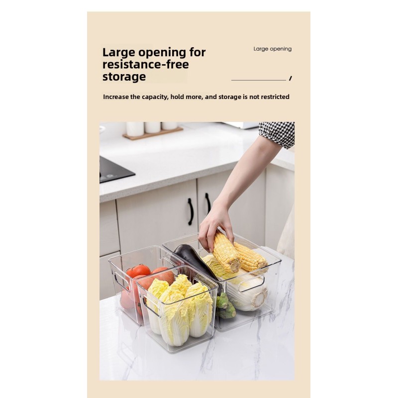 Clear Plastic Stackable Storage Bins Rectangular Produce Organizers for Fridge Kitchen Pantry Transparent Fruit Vegetable Basket