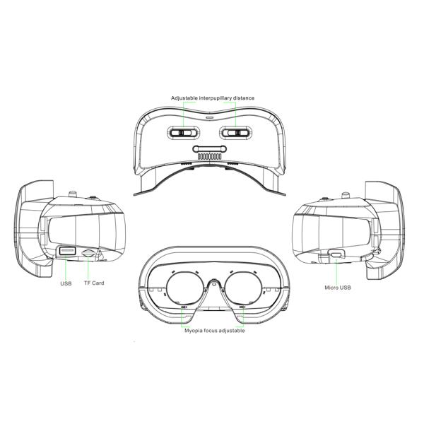 Android 5.1 3D Smart Video Glasses For Teaching , 2 LCD Display Virtual Reality Glasses