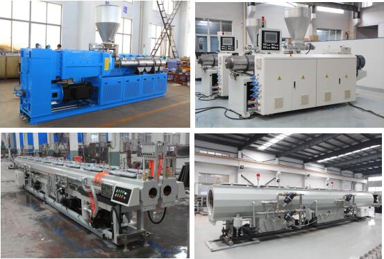 Double Cavities Plastic Pipe Extrusion Machine With Oil Controlling System