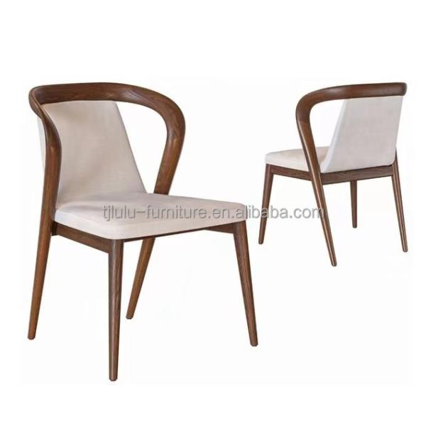 White/Brown Nordic Design Modern Sample Restaurant Chairs Solid Wood PU Leather Dining Room Chair