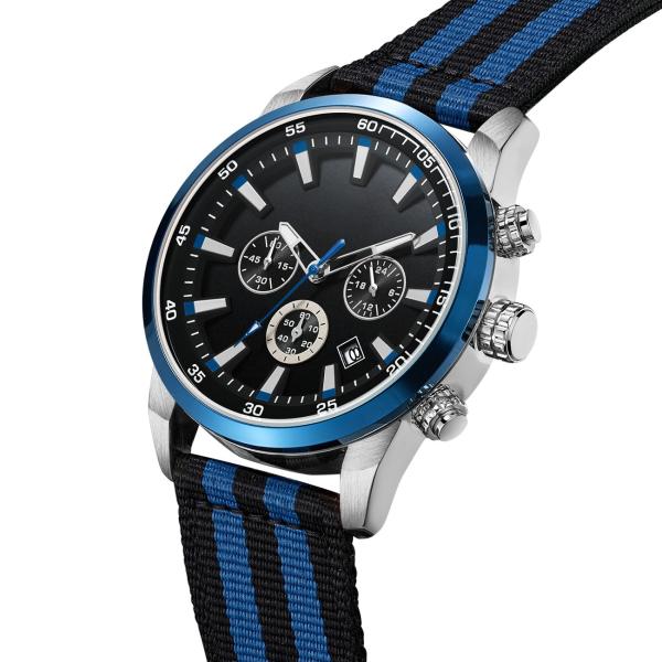 Nylon Strap Diameter 45mm Alloy Quartz Watch 3atm Men'S Multi Function Waterproof