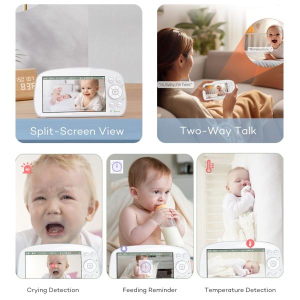 5.5 Inch 1080P Wireless Baby Monitor with Pan Tilt Night Vision