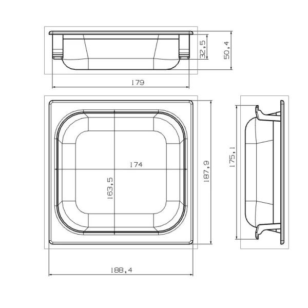 188.4*187.9*50.4 Mm Square Basket Pocket For Intermediate Proofer