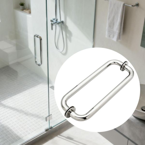 Stainless Steel Round Shaped Mirror Surface Bathroom Door Pull Handle Shower Door Handles