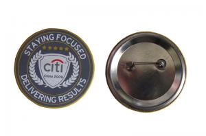 Quality Custom Printed Round Tinplate Plastic Pin Badge CMYK / Pantone Color Multi Sizes for sale