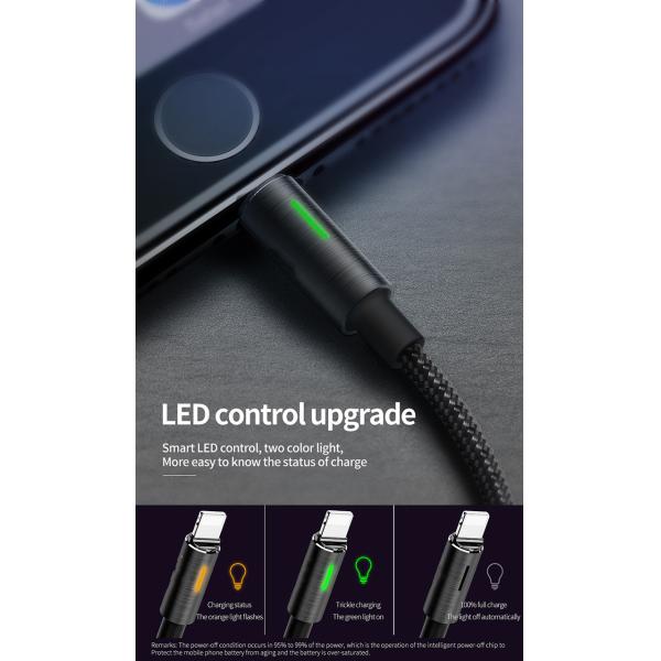 Auto Cut Off Nylon Quick Charging Cable Smart Disconnect Intelligent USB Date Cable