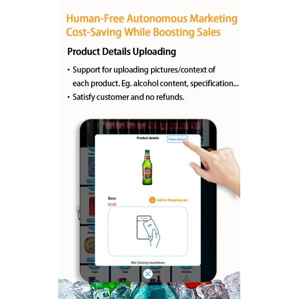 6 Floors * 10 Slots Snack Food Vending Machine With Optional Heating System 50 C And Cooling System 3℃-20℃