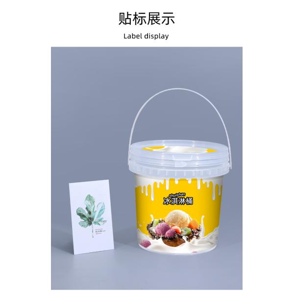 Water Round Transparent PP Plastic Pail Buckets Packaging With Lids