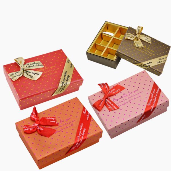 Rectangle Paper Chocolate Packaging Box UV Printing With Ribbon Packaging