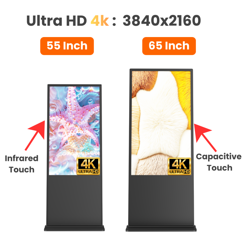 Interactive LCD Advertising Display with 1920x1080 Resolution and 10 Points Touch for Floor Standing Digital Signage Kiosk