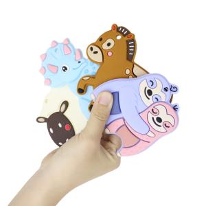 Quality Colorful Baby Personalized Silicone Teether With Sheep Horse Dino Shape for sale