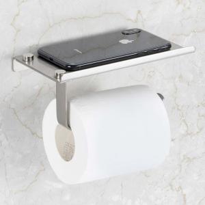 China Stainless Steel Toilet Paper Holder / Commercial Toilet Roll Holder With Shelf on sale