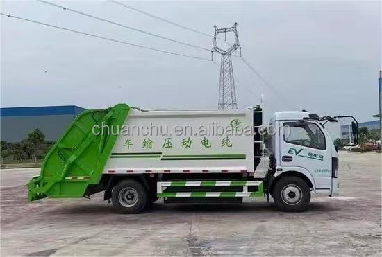 Energy Compressed Trucks Dongfeng 4x2 8CBM Automatic Electric Garbage Truck Compactor with Self Loading and Unloading