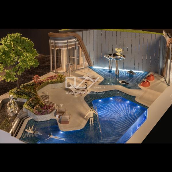 1/30 Scale Realistic Handmade Architectural Landscape Model with 4000K Warm White Illumination
