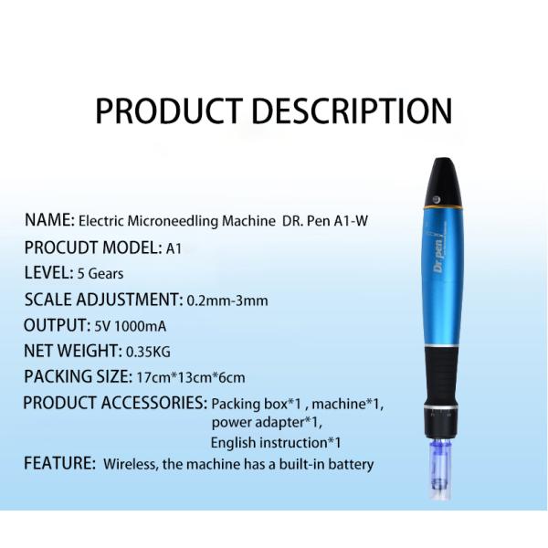 Rechargeable Wireless Permanent Tattoo Machine Dr. Derma Microneedle Pen A1