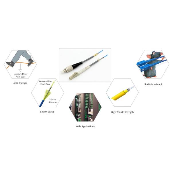 LC APC- LC APC G657A2 Simplex Armored Patch Cable LSZH OPNR PVC For FTTH project