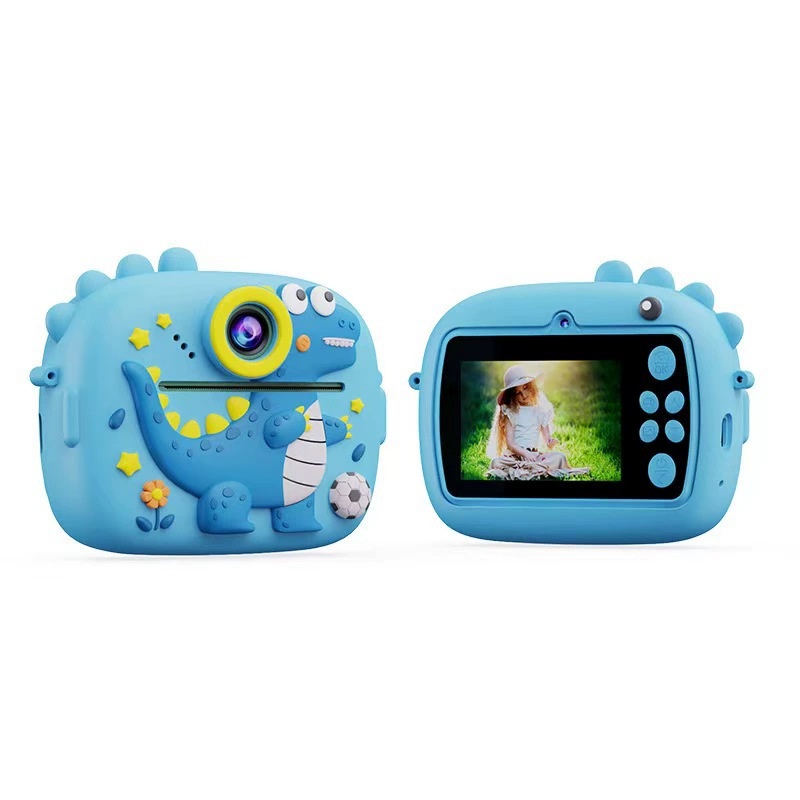 Instant Print Children's Digital Thermal Mini Camera with CMOS Sensor MicroSD Plastic 4K Video 2.4" Screen Dual Lenses