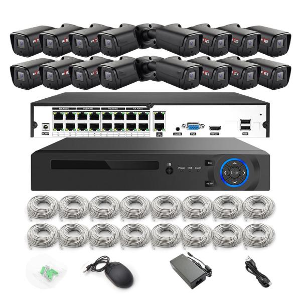Customized Size 16 Channels H.265 4K 8MP Wired POE IP Network Security Camera for Outdoor