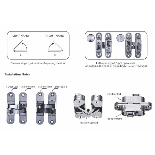 Satin Chrome Mortise Mount Invisible Hinge With Left Open 30*110mm
