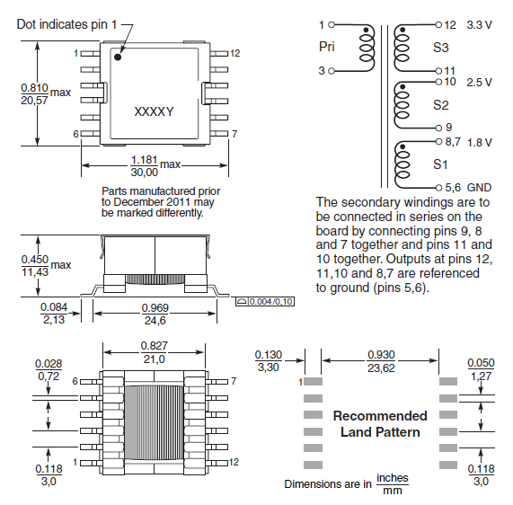 D1766-AL_ multiple output SMPS Flyback Transformer for Integrated Switching Regulator
