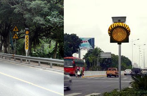 Yellow High Brightness 12V 7AH Solar Powered Traffic Lights Plastic