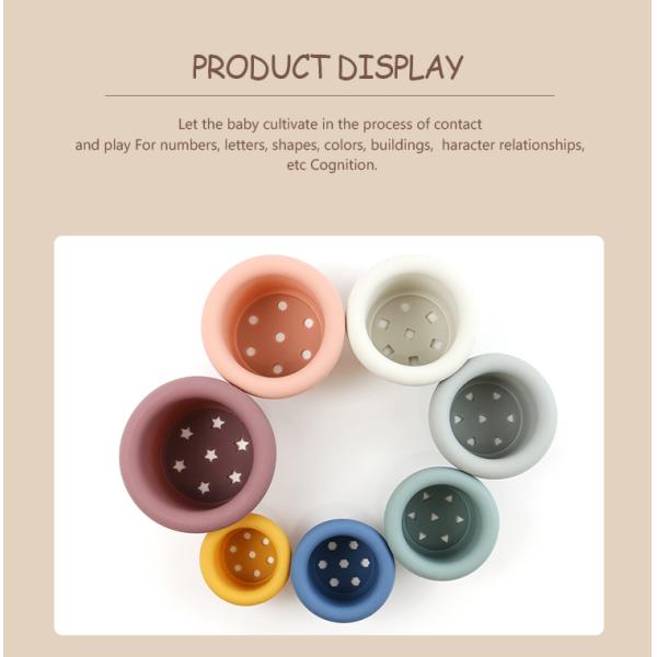 Educational Silicone Stacking Cups For Teething Building Blocks