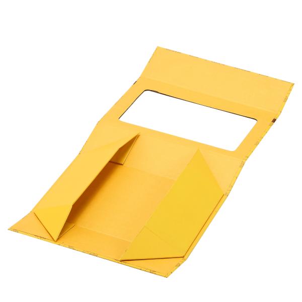Collapsible Yellow Color Paperboard Material Packaging Box with PVC window