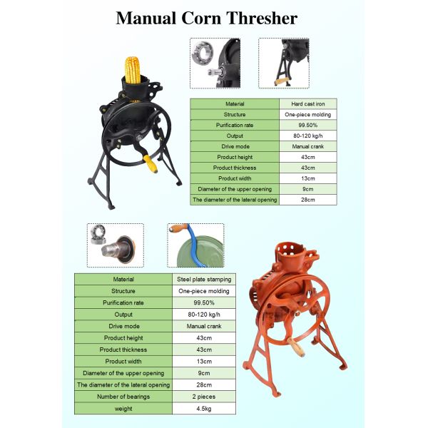 Solid Cast Iron Manual Corn Sheller Machine Portable Maize Kernel Separator For Farm Harvest
