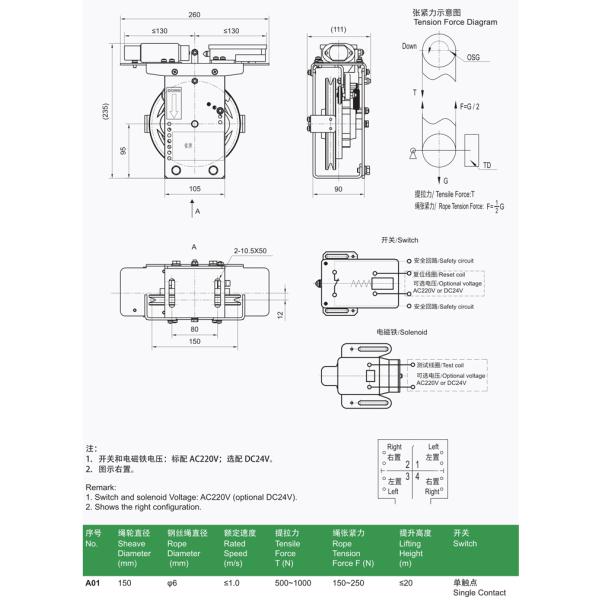 Bi-Direction Overspeed Governor 150mm Sheave Diameter For Elevator Parts