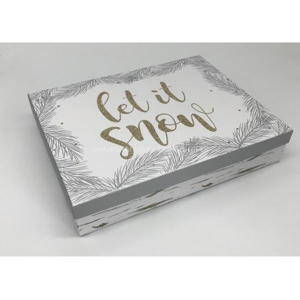 Oversized Christmas Nested Gift Box With Lids Custom Cardboard Packing Glittered Snowflake