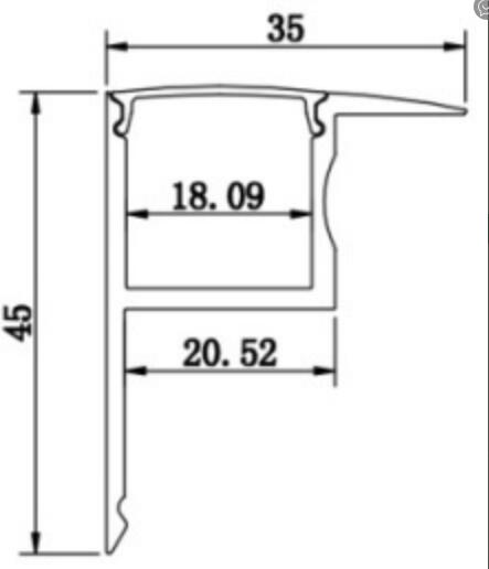 Customized Led Aluminium Stair Nosing Profile For Step Lights Cinema