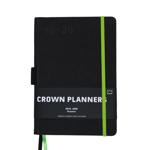 2 Ribbon Bookmarks Project Planner Notebook , Textured Leather Custom Calendar