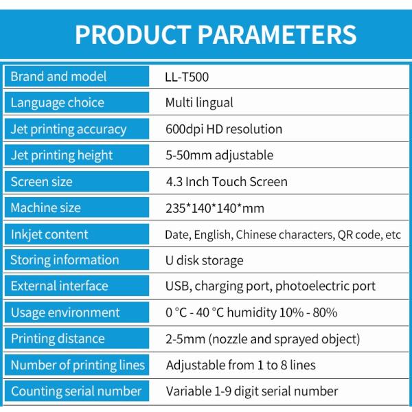 5-50mm Printing Height Batch Number Coding Machine Handheld Double Nozzle Inkjet Printer
