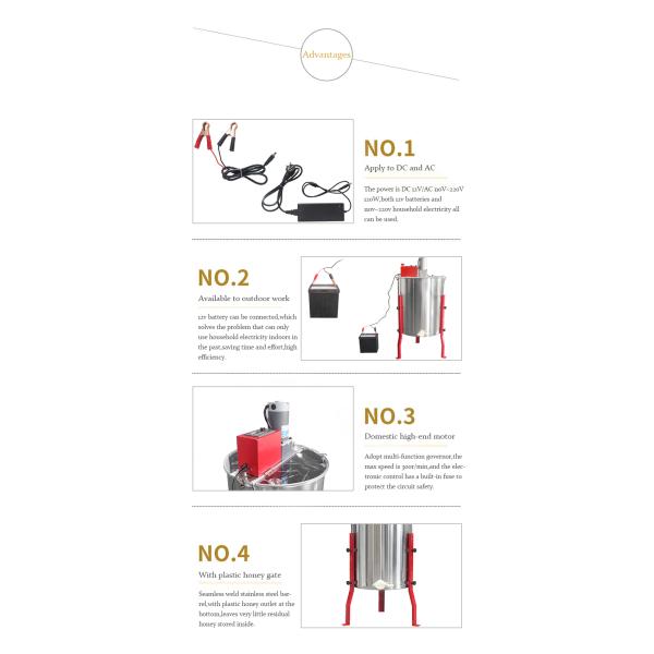 Beekeeping 4 Frames Honey Processing Machine Electric Honey Centrifuge