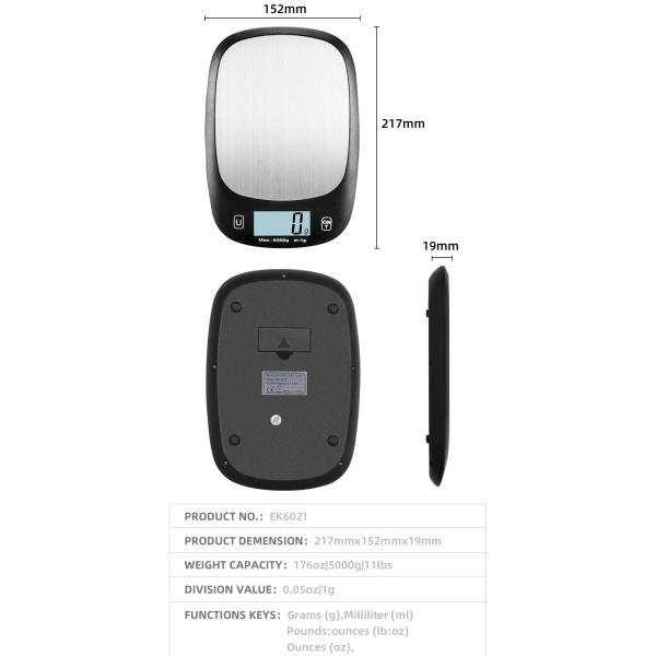 Solid Pattern Type Stainless Steel Electronic Kitchen Scale 5kg 11lb Weight Measuring Tool with Patented Technology