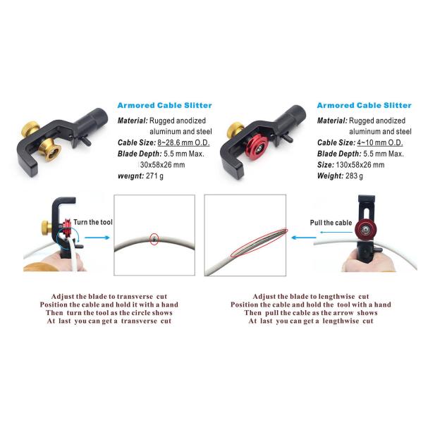 FTTH Cable Stripper with 271g Weight and Armored Fiber Optic Cable 8-28.6 mm O.D