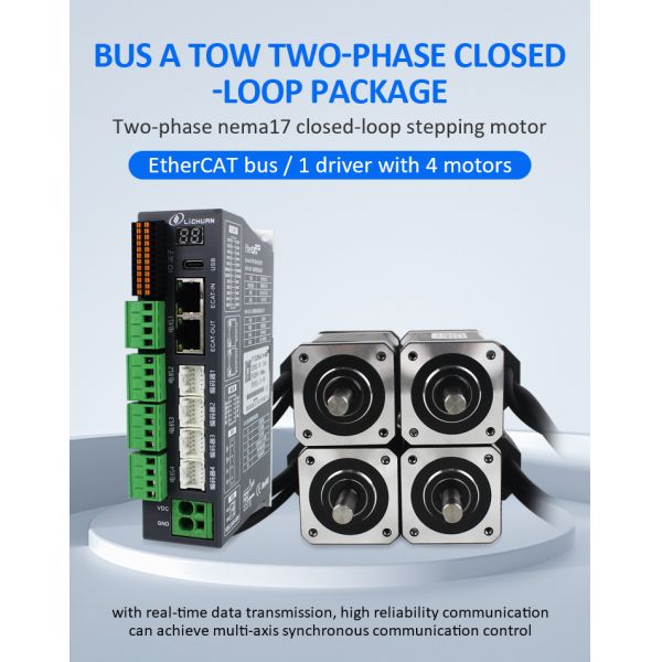 Lichuan 4-Axis DC Closed Loop Stepper Motor Drivers Controller Kit 0.72N.m 2Phase Nema17 DC24V~50V 1.2A 1000PPR