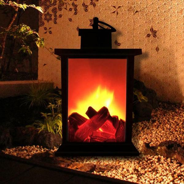 Simulated Fireplace Solar Flickering Flame Lantern 3.7V 5W Solar Courtyard Light