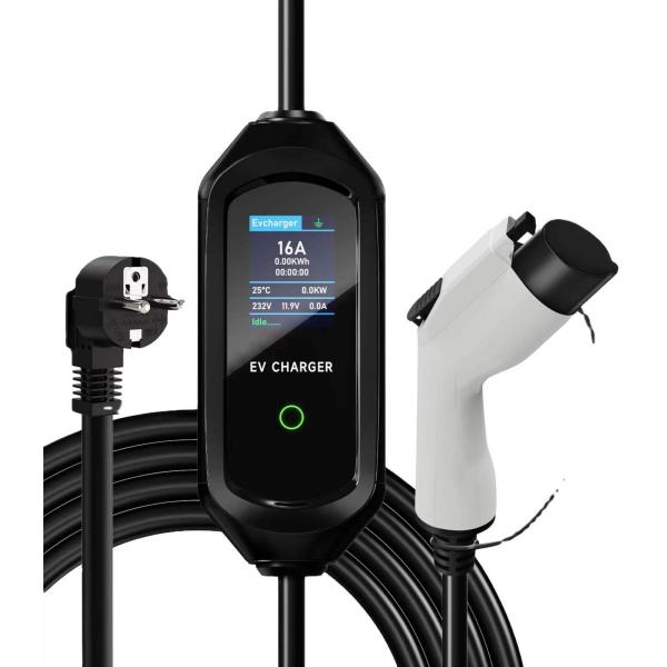 RDC CE AC 3.5kw 7kw LCD Display Screen Fast Portable EV Charger For BYD Tesla