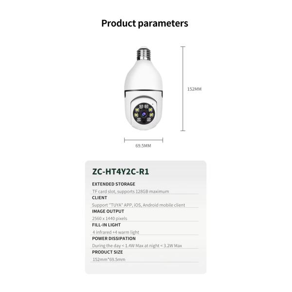 App Network Video recording Wireless NVR Wifi Camera Cctv Camera Bulb camera HD 4MP With Night Vision