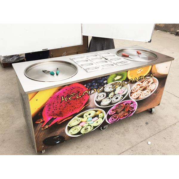 Wellcooling Double Pan Fried Ice Cream Machine Round/square Pan Instant Rolls ICM-980A