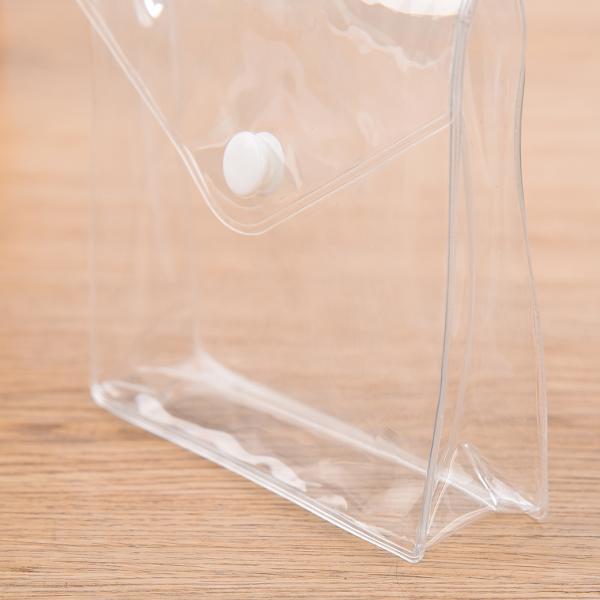 Cosmetic Plastic Button Bag Envelope A4 Clear Transparent