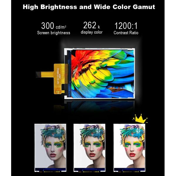 Polcd Wide Temperature 2.8 Inch Lcd Modules 240*320 300nit SPI 2.8 IPS Viewing Angle Tft Lcd Screen
