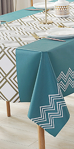 Vinyl Tablecloth PEVA Spillproof Wipeable Oilcloth Tablecloth Rectangle Heavy Duty Extra Large Reusable Tablecloth