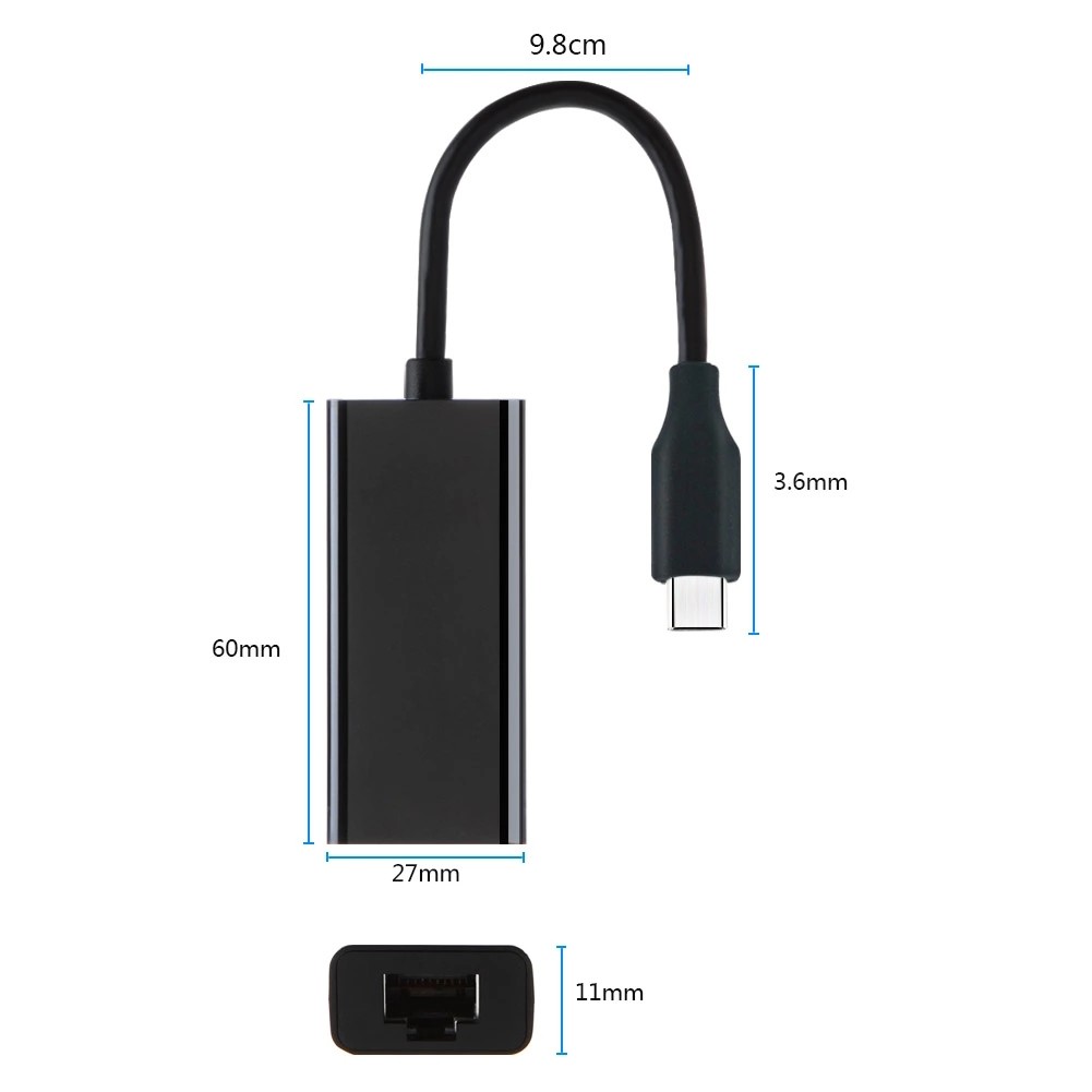 ABS Ethernet 10M 100M 1000M Usb Type C To Lan Adapter