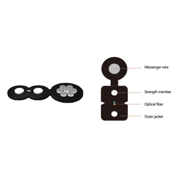 1-2 Core Butterfly Drop FTTX Cable GJYXFCH Self Supporting