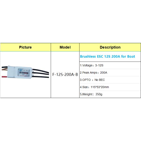 Flier ESC 12S 200A Continuous Current RC Boat ESC PC Support Sensorless Brushless Motor